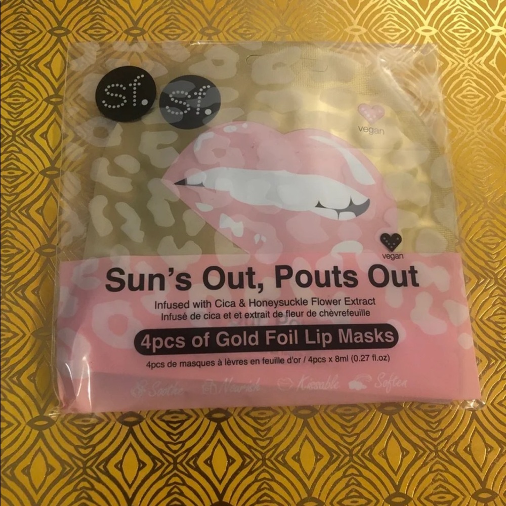 SFGLOW Sun’s Out Pouts Out gold Lip Mask set of 4